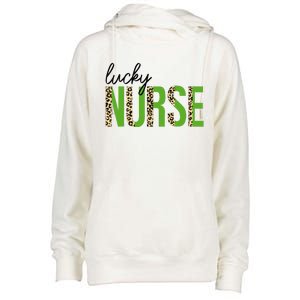 Leopard Lucky Nurse Saint Patrick's Day Clover Nurse Lover Womens Funnel Neck Pullover Hood