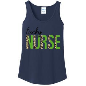 Leopard Lucky Nurse Saint Patrick's Day Clover Nurse Lover Ladies Essential Tank