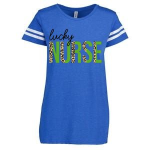 Leopard Lucky Nurse Saint Patrick's Day Clover Nurse Lover Enza Ladies Jersey Football T-Shirt