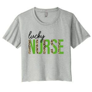 Leopard Lucky Nurse Saint Patrick's Day Clover Nurse Lover Women's Crop Top Tee