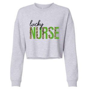 Leopard Lucky Nurse Saint Patrick's Day Clover Nurse Lover Cropped Pullover Crew