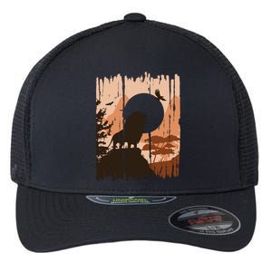 Lion Landscape Nature Mountain Flexfit Unipanel Trucker Cap