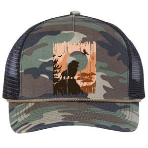 Lion Landscape Nature Mountain Retro Rope Trucker Hat Cap