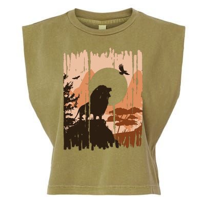 Lion Landscape Nature Mountain Garment-Dyed Women's Muscle Tee