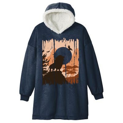 Lion Landscape Nature Mountain Hooded Wearable Blanket