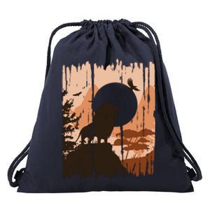 Lion Landscape Nature Mountain Drawstring Bag