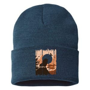 Lion Landscape Nature Mountain Sustainable Knit Beanie