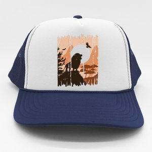 Lion Landscape Nature Mountain Trucker Hat