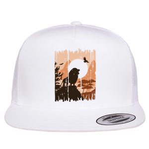 Lion Landscape Nature Mountain Flat Bill Trucker Hat