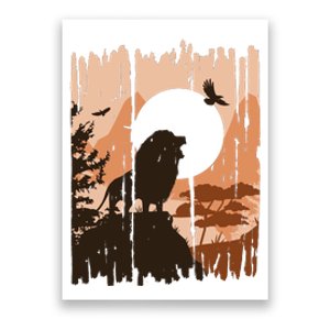 Lion Landscape Nature Mountain Poster