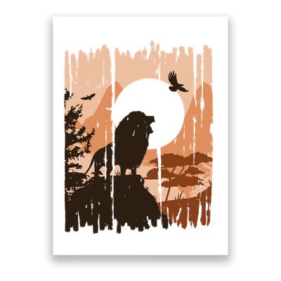 Lion Landscape Nature Mountain Poster