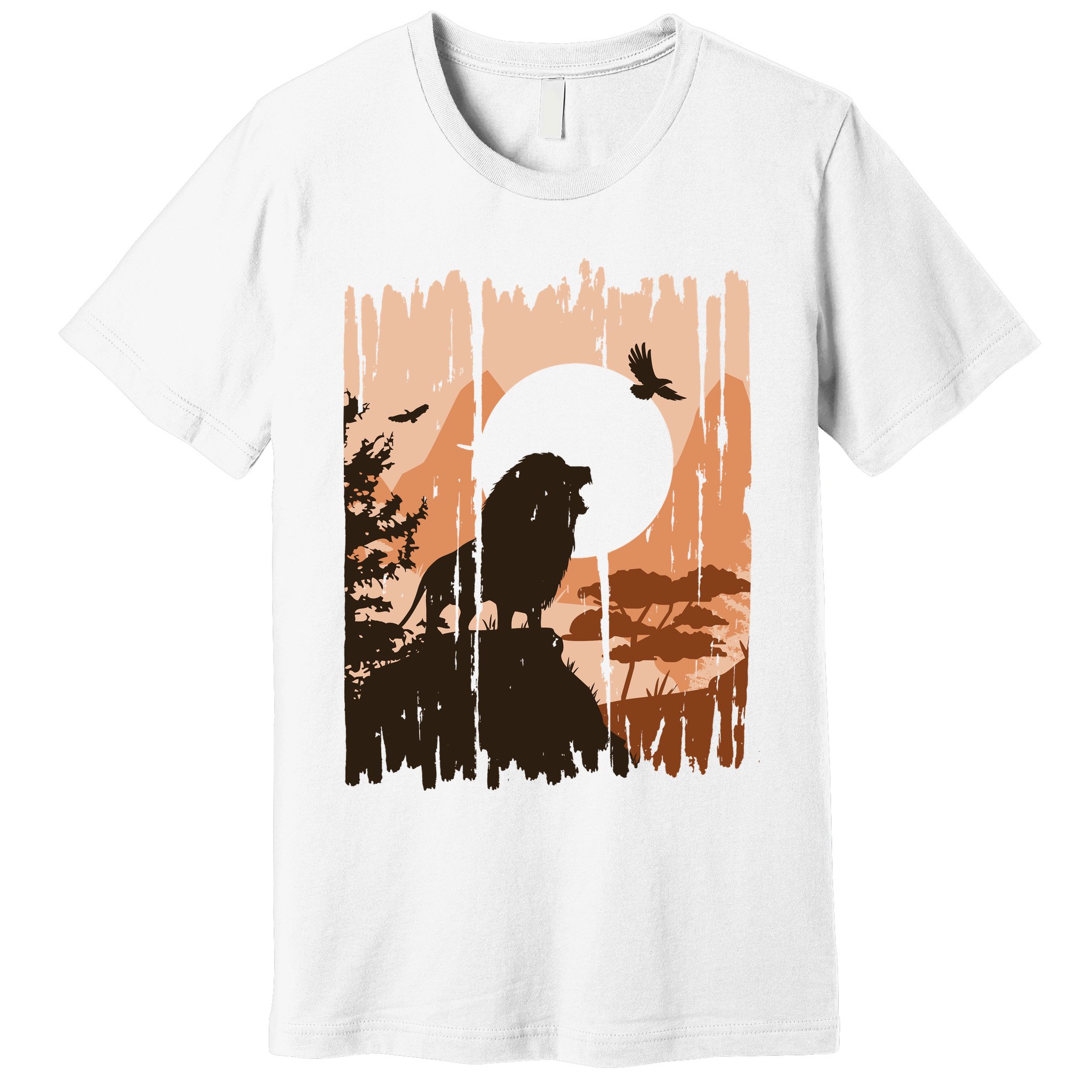 Lion Landscape Nature Mountain Premium T-Shirt
