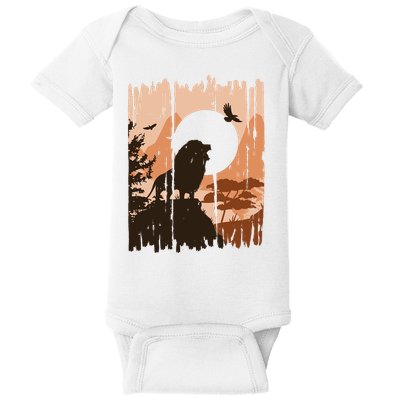 Lion Landscape Nature Mountain Baby Bodysuit