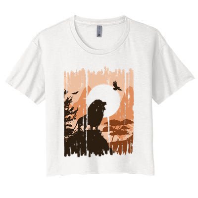 Lion Landscape Nature Mountain Crop Top