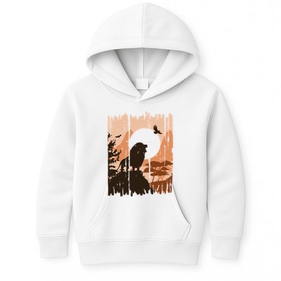 Lion Landscape Nature Mountain Kids Hoodie
