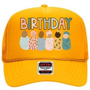 Labor L&D Nurse Swaddle Baby Beautiful Day for a Birthday High Crown Mesh Back Trucker Hat