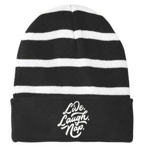 Live Laugh Nap Striped Beanie with Solid Band