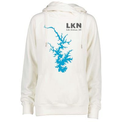 Lkn Lake Norman North Carolina State Gift Map Of Lake Norman Womens Funnel Neck Pullover Hood