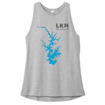 Lkn Lake Norman North Carolina State Gift Map Of Lake Norman Ladies PosiCharge Tri-Blend Wicking Tank