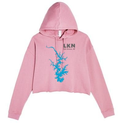 Lkn Lake Norman North Carolina State Gift Map Of Lake Norman Crop Fleece Hoodie