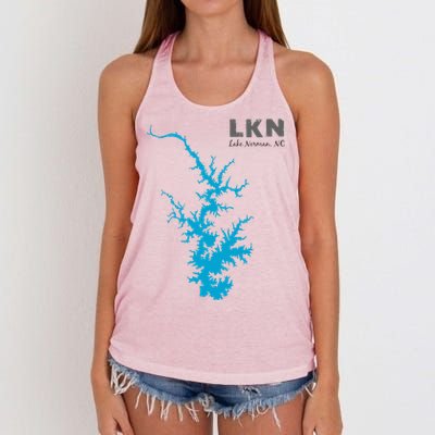 Lkn Lake Norman North Carolina State Gift Map Of Lake Norman Women's Knotted Racerback Tank