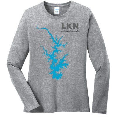 Lkn Lake Norman North Carolina State Gift Map Of Lake Norman Ladies Long Sleeve Shirt