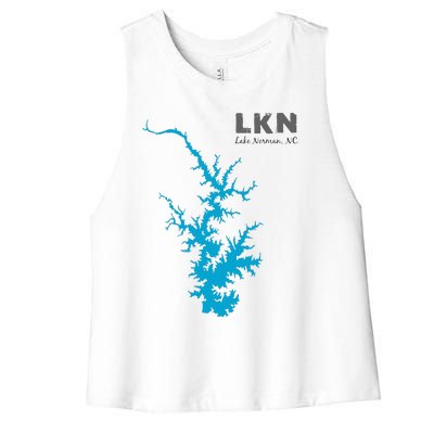 Lkn Lake Norman North Carolina State Gift Map Of Lake Norman Women's Racerback Cropped Tank