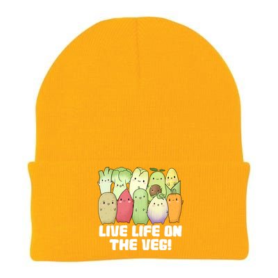 Live Life On The Veg Vegan Vegetarian Kawaii Cute Vegetables Funny Gift Knit Cap Winter Beanie