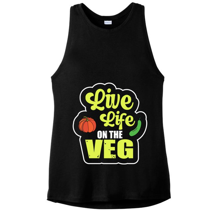 Live Life On The Veg Veganism Vegan Plants Gift Ladies PosiCharge Tri-Blend Wicking Tank