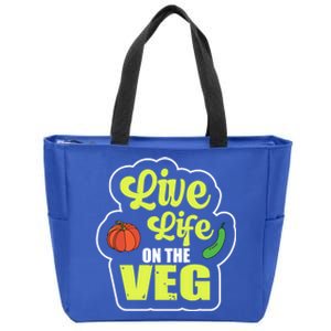 Live Life On The Veg Veganism Vegan Plants Gift Zip Tote Bag