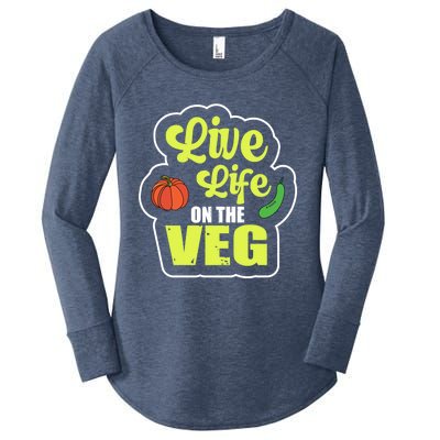 Live Life On The Veg Veganism Vegan Plants Gift Women's Perfect Tri Tunic Long Sleeve Shirt