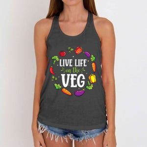 Live Life On The Veg Vegetarian Vegan Activism Meaningful Gift Women's Knotted Racerback Tank