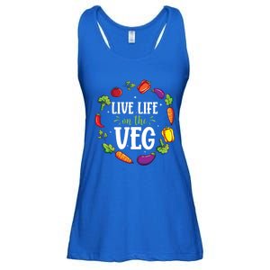 Live Life On The Veg Vegetarian Vegan Activism Meaningful Gift Ladies Essential Flowy Tank