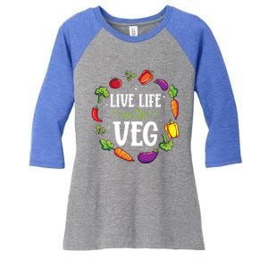 Live Life On The Veg Vegetarian Vegan Activism Meaningful Gift Women's Tri-Blend 3/4-Sleeve Raglan Shirt