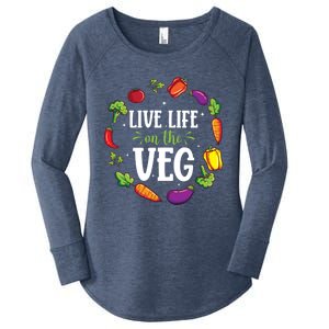 Live Life On The Veg Vegetarian Vegan Activism Meaningful Gift Women's Perfect Tri Tunic Long Sleeve Shirt