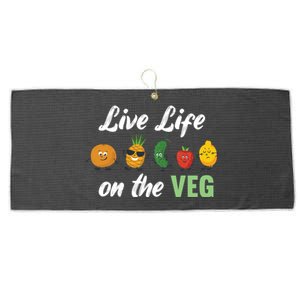 Live Life On The Veg – Vegan Lifestyle Funny Carrot Lover Gift Large Microfiber Waffle Golf Towel