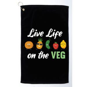 Live Life On The Veg – Vegan Lifestyle Funny Carrot Lover Gift Platinum Collection Golf Towel