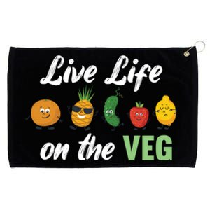 Live Life On The Veg – Vegan Lifestyle Funny Carrot Lover Gift Grommeted Golf Towel