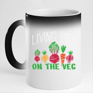 Living Life On The Veg I Funny Vegetarian Vegan Meaningful Gift 11oz Black Color Changing Mug