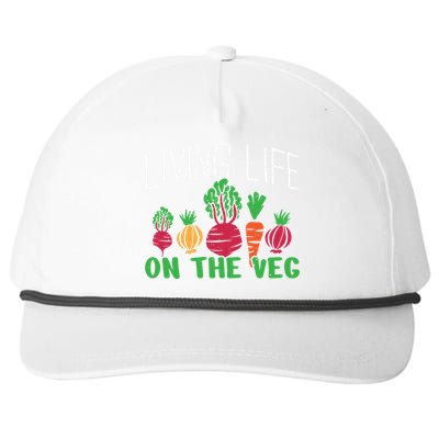 Living Life On The Veg I Funny Vegetarian Vegan Meaningful Gift Snapback Five-Panel Rope Hat