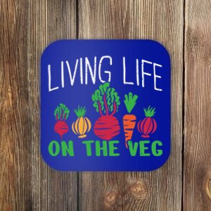 Living Life On The Veg I Funny Vegetarian Vegan Meaningful Gift Coaster