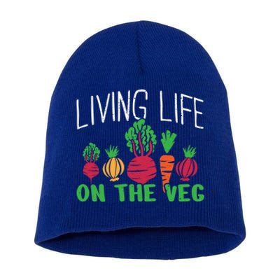 Living Life On The Veg I Funny Vegetarian Vegan Meaningful Gift Short Acrylic Beanie