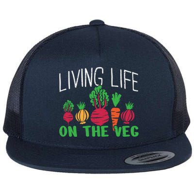 Living Life On The Veg I Funny Vegetarian Vegan Meaningful Gift Flat Bill Trucker Hat