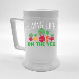 Living Life On The Veg I Funny Vegetarian Vegan Meaningful Gift Beer Stein