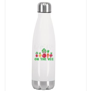 Living Life On The Veg I Funny Vegetarian Vegan Meaningful Gift Stainless Steel Insulated Water Bottle