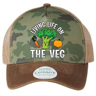 Living Life On The Veg Vegan Vegan Funny Saying Gift Legacy Tie Dye Trucker Hat