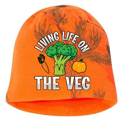 Living Life On The Veg Vegan Vegan Funny Saying Gift Kati - Camo Knit Beanie