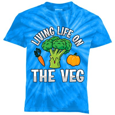 Living Life On The Veg Vegan Vegan Funny Saying Gift Kids Tie-Dye T-Shirt