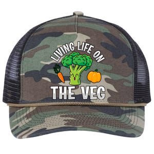 Living Life On The Veg Vegan Vegan Funny Saying Gift Retro Rope Trucker Hat Cap