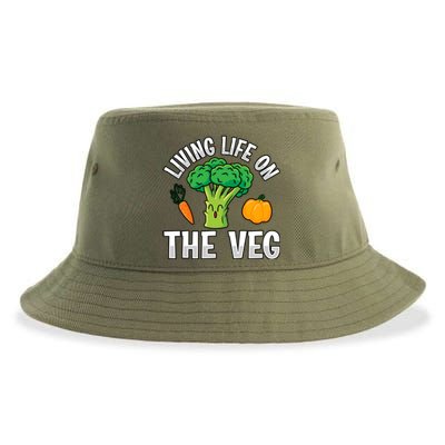 Living Life On The Veg Vegan Vegan Funny Saying Gift Sustainable Bucket Hat